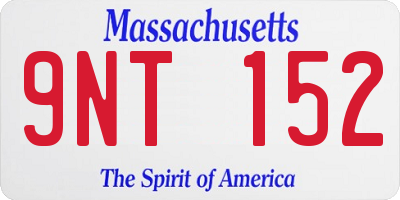 MA license plate 9NT152
