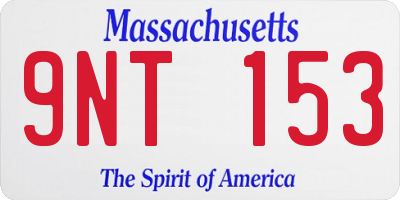 MA license plate 9NT153