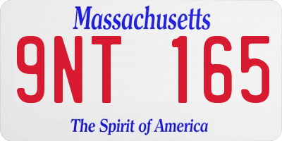 MA license plate 9NT165
