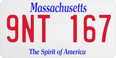 MA license plate 9NT167