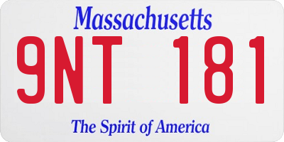 MA license plate 9NT181
