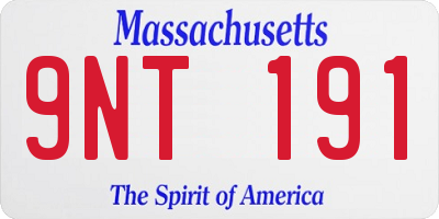 MA license plate 9NT191