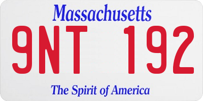 MA license plate 9NT192