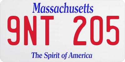 MA license plate 9NT205
