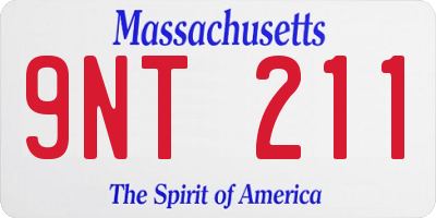 MA license plate 9NT211