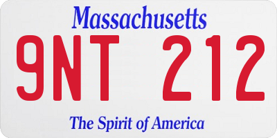MA license plate 9NT212