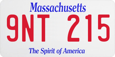MA license plate 9NT215