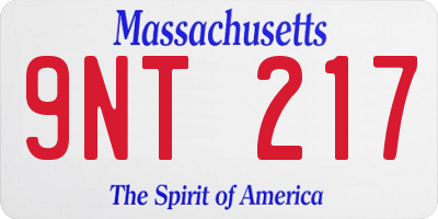 MA license plate 9NT217