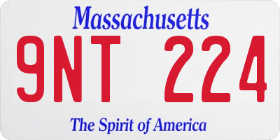 MA license plate 9NT224