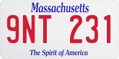 MA license plate 9NT231