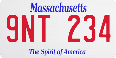 MA license plate 9NT234