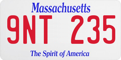 MA license plate 9NT235