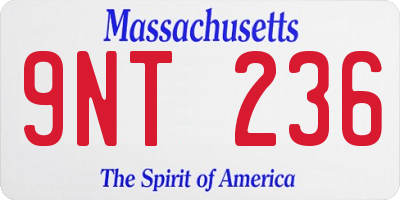 MA license plate 9NT236