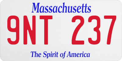 MA license plate 9NT237