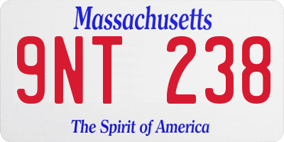 MA license plate 9NT238