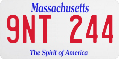 MA license plate 9NT244