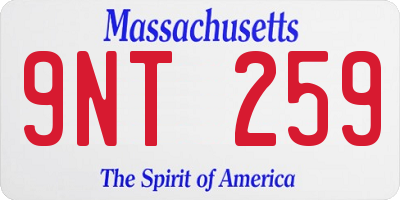 MA license plate 9NT259