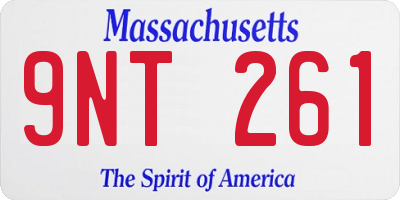 MA license plate 9NT261