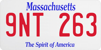 MA license plate 9NT263