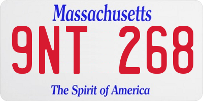 MA license plate 9NT268
