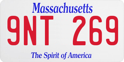 MA license plate 9NT269