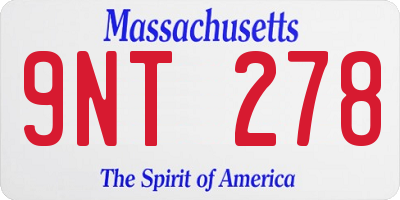 MA license plate 9NT278