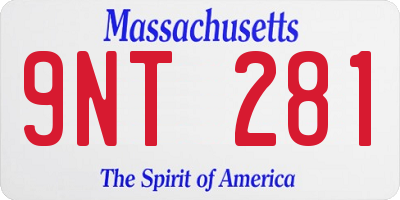 MA license plate 9NT281