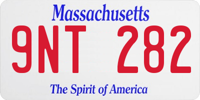 MA license plate 9NT282