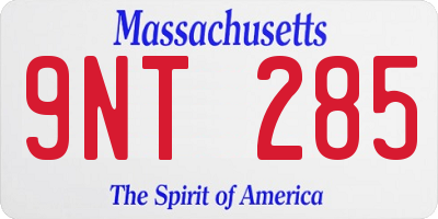 MA license plate 9NT285