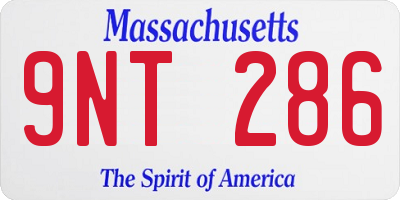 MA license plate 9NT286