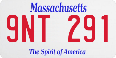 MA license plate 9NT291