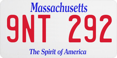 MA license plate 9NT292
