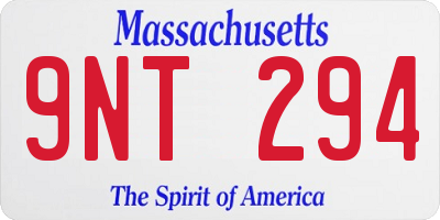 MA license plate 9NT294