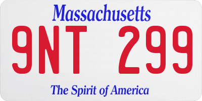 MA license plate 9NT299