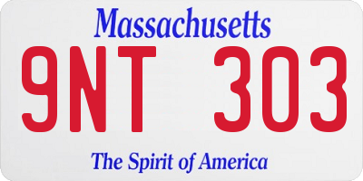 MA license plate 9NT303