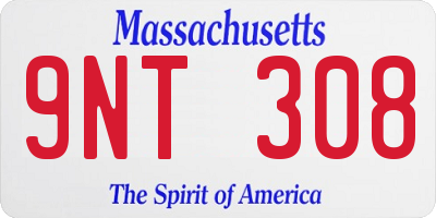 MA license plate 9NT308
