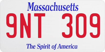 MA license plate 9NT309