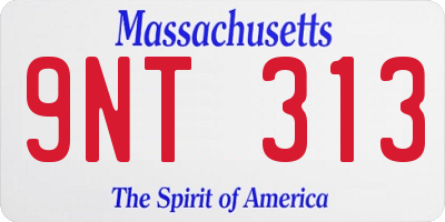 MA license plate 9NT313