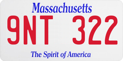 MA license plate 9NT322
