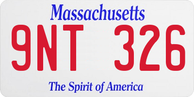 MA license plate 9NT326
