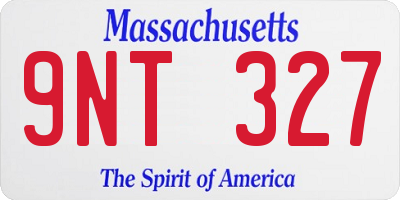 MA license plate 9NT327
