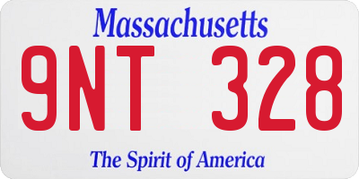 MA license plate 9NT328