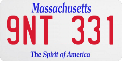 MA license plate 9NT331