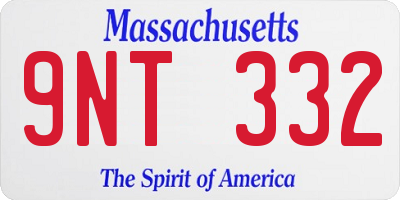 MA license plate 9NT332