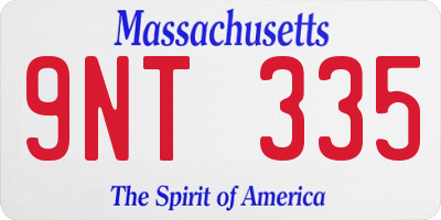 MA license plate 9NT335