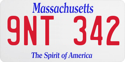 MA license plate 9NT342