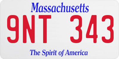 MA license plate 9NT343