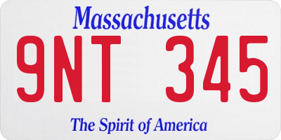 MA license plate 9NT345