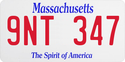 MA license plate 9NT347