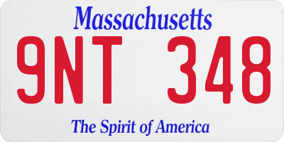 MA license plate 9NT348
